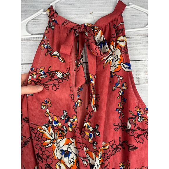 As U Wish High Neck Sleeveless Jumpsuit Wide Leg Small Boho Wedding Floral Beach - Picture 9 of 12